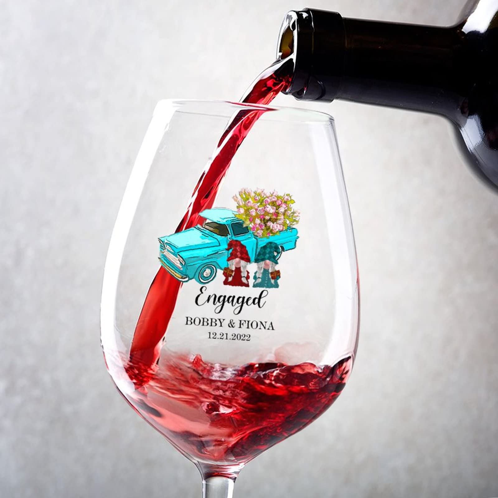 Verres à vin rouge engagement de 500 ml pour couple et mariages