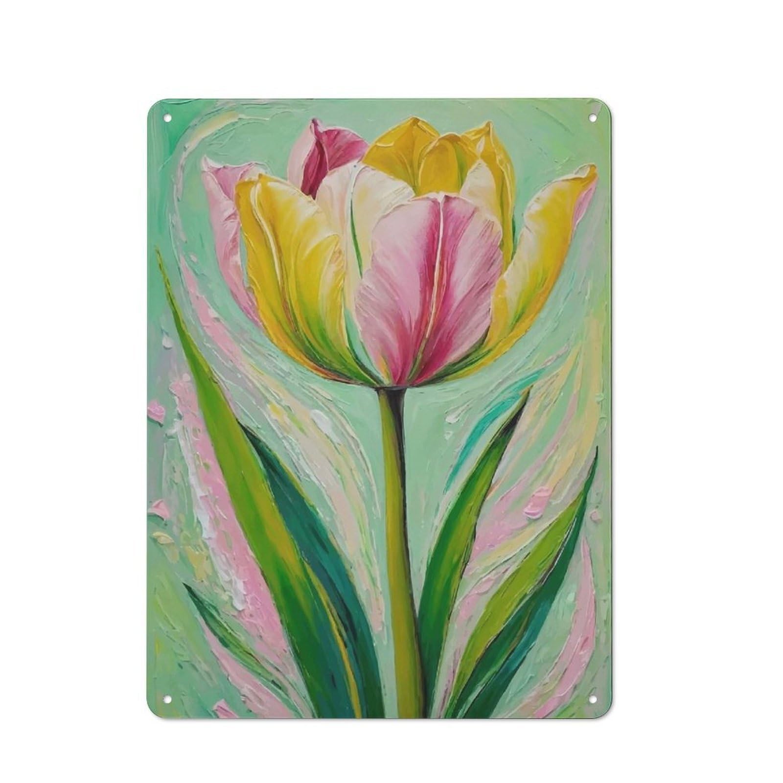 Junmoney Colorful Tulip Painting Shed Metal Sign With Design 40X30cm, Outdoor Room Utility Space Decor For Greenhouse, Garden Room, Cafe Or Entryway