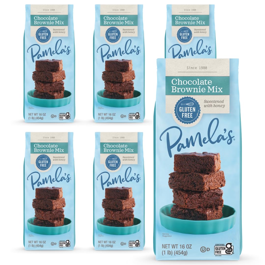 Pamela's Gluten Free Chocolate Brownie Mix, Sweetened With Honey, Non Dairy & Wheat Free, 16-Ounce Bag (Pack of 6)