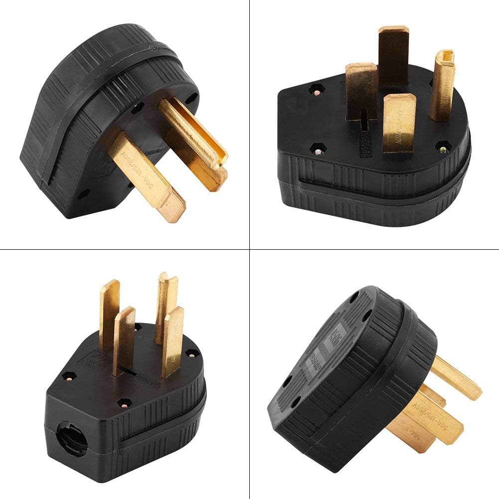 NEMA 14-50P Power Plug 50A 125/250V RV Replacement Male Plug Straight Blade Angle Plug for Dryer RV Generator