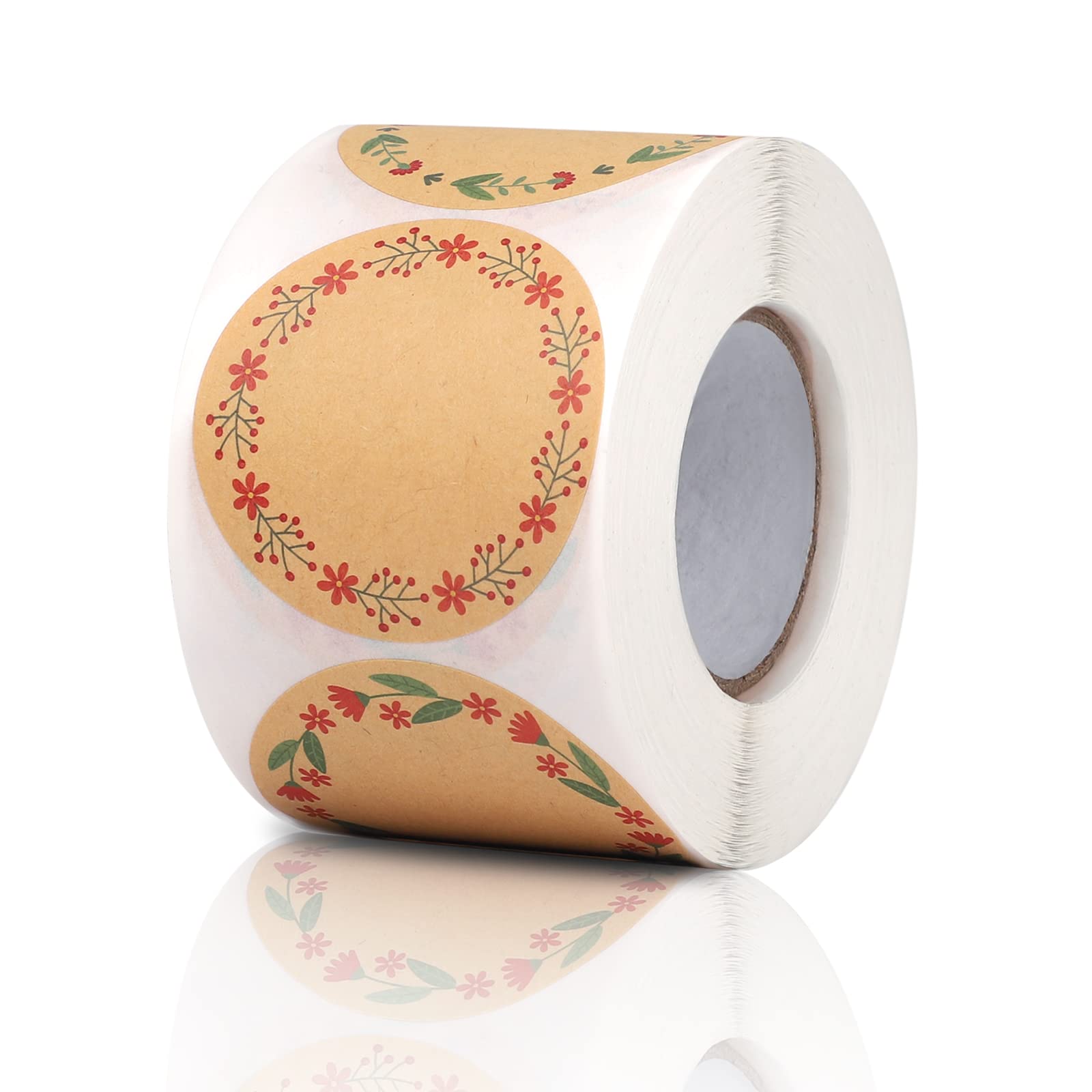 2 Inch Canning Label Stickers 500pcs Kraft Sticker Labels for Mason Jars, Bottles, Lids, Canning Labels, Name Gift Labels, Candle Labels, with 4 Pattern Designs