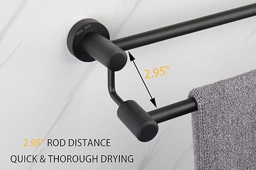 Miniatura 3 de TocTen Toallero de baño doble  Toallero grueso de acero inoxidable SUS304 para baño, accesorios de baño, toallero doble resistente montado en la