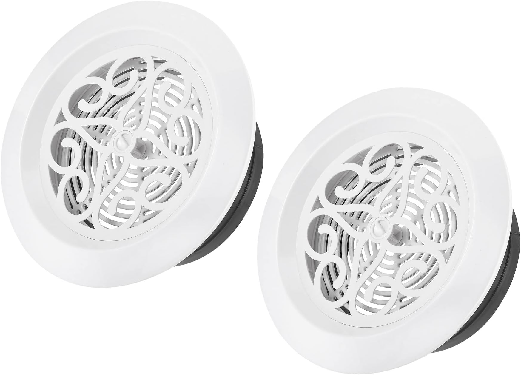 MECCANIXITY Round Air Vent 6 Inch Adjustable Pattern Screen Grille Cover Louver for Bathroom Home Office, Pack of 2