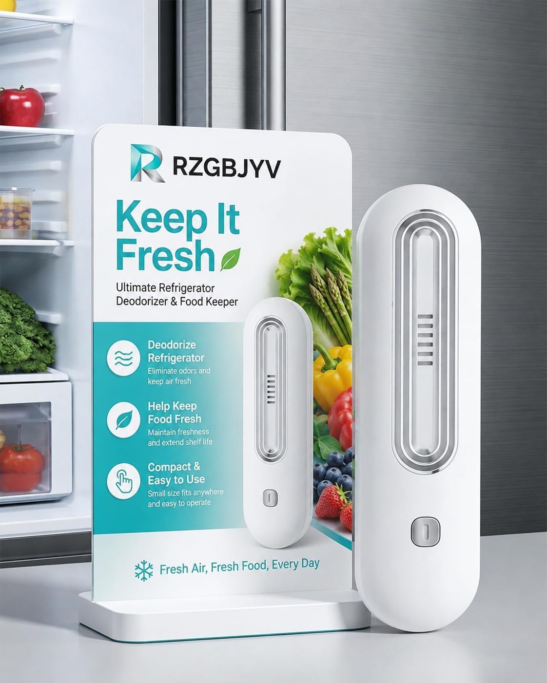Fridge Deodorizer Refrigerator Odor Eliminator Smell Remover Portable Powerful Deodoriser Freshness Preserver Compact Rechargeable Eliminate No Filters Extends Food Reduces Waste Car