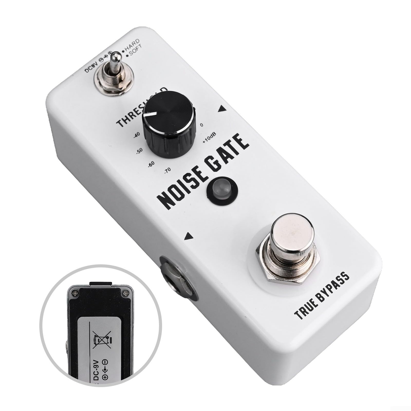 Für Rowin LEF319 Noise Gate Pedal, Für E-Gitarre Geräuschunterdrückung mit Hard/Soft Modi, Stabile Zinklegierung, LED-Anzeige, Kompakte Größe