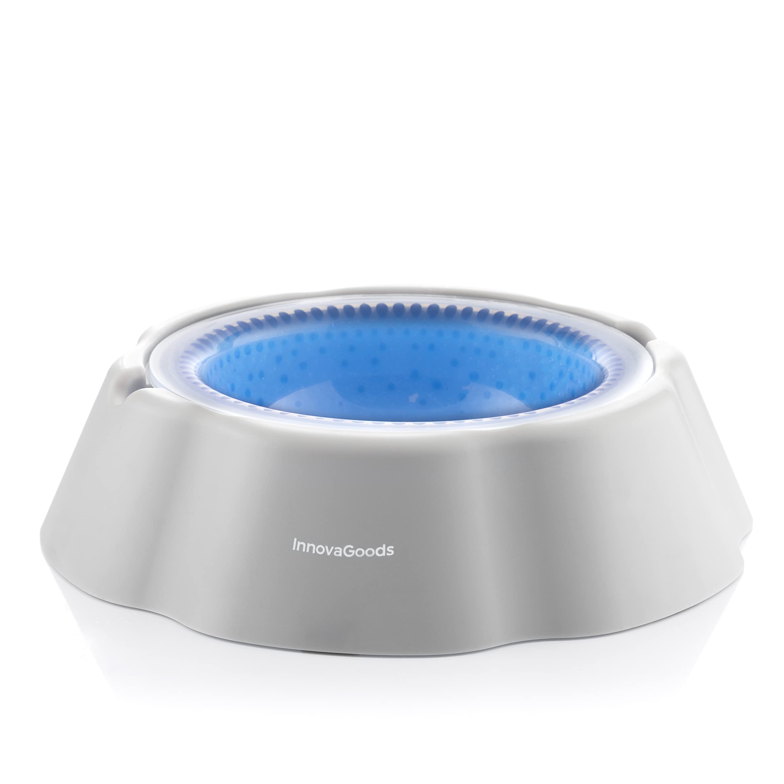 InnovaGoods - Bebedero Refrescante para Perros y Mascotas, Agua Fresca hasta 5 Horas, Fácil Limpieza, Gel Refrigerante, 450 ml, Gris Azul, Polipropileno