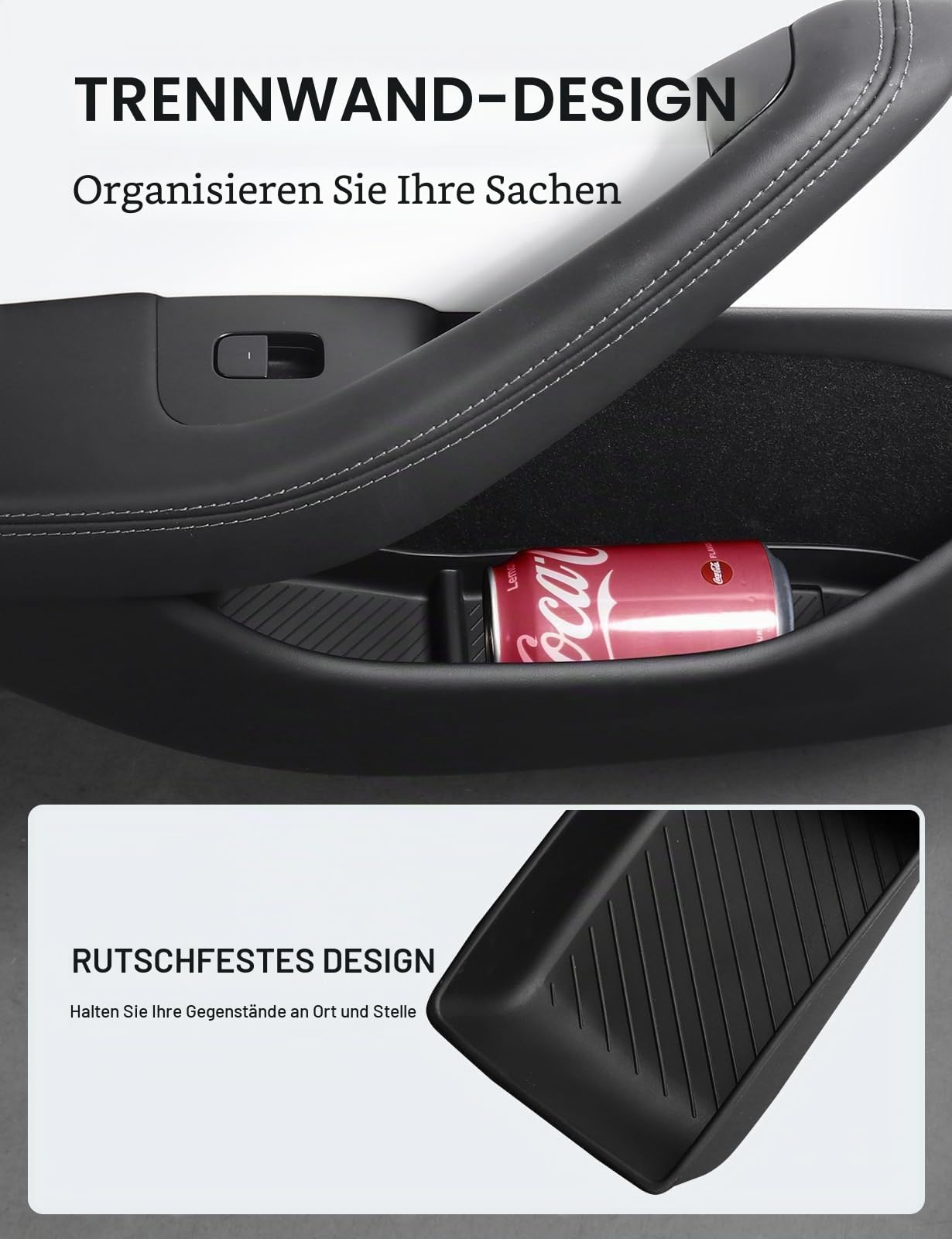 BASENOR 2024-2026 Tesla Model 3 Türseitenaufbewahrungsbox, Türfach-Einsätze, TPE-Organizer-Tray-Schutz für vordere & hintere Seiten, TPE-Zubehör-Set (4 Stück) für Model 3 Highland