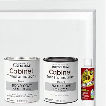 Rust-Oleum 392915 Cabinet Transformations Complete Coating Kit, Quart, Satin Pure White