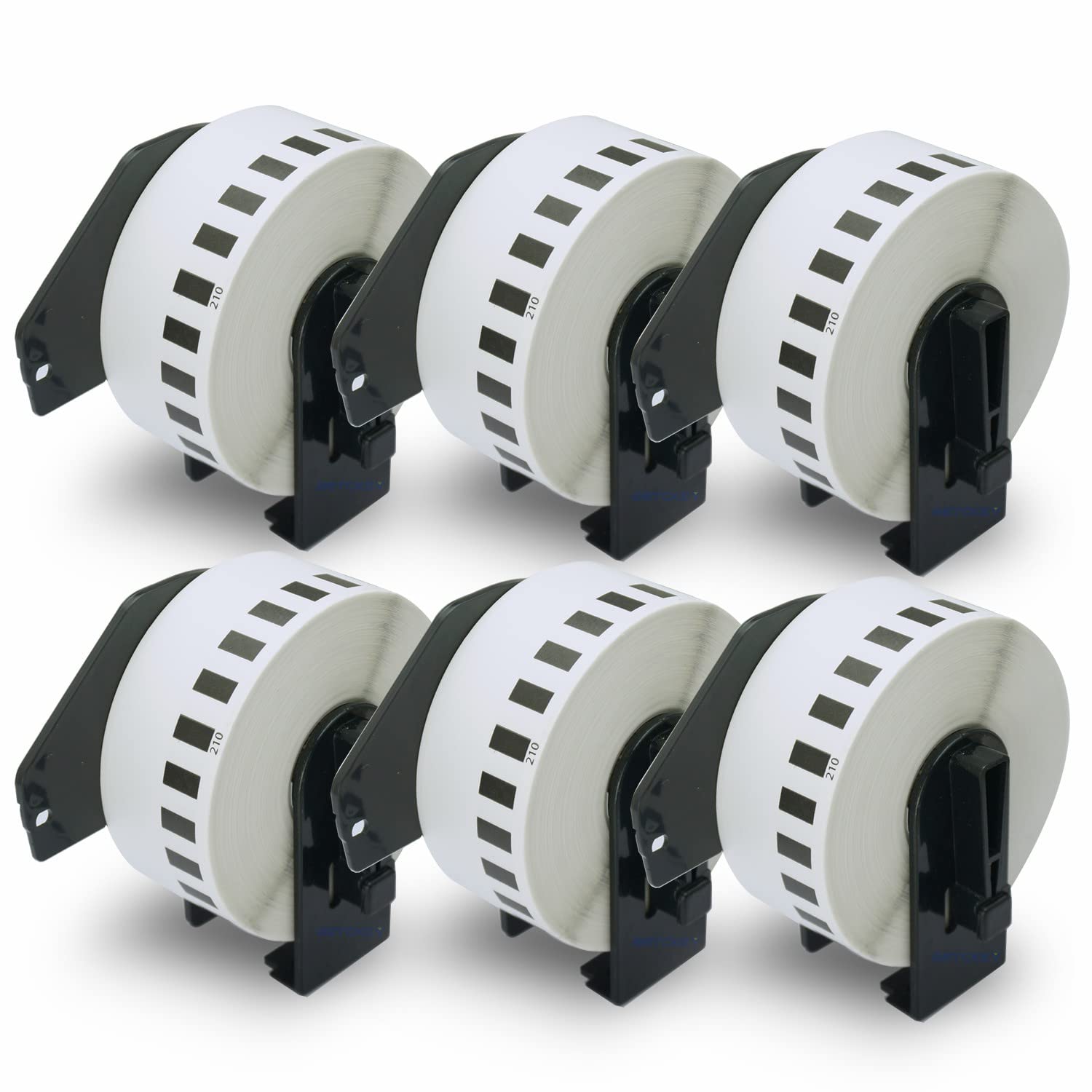 BETCKEY - 6 DK-22210 Rouleau de Papier Continu Compatible avec Brother, 29mm x 30.48m, 6 Étiquettes Amovibles pour Imprimantes d'Étiquettes QL Brother
