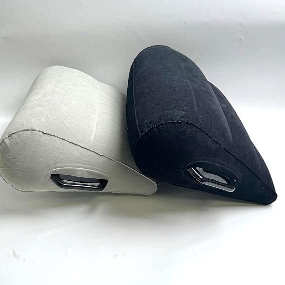 PVC Flocking Inflatable Triangle Pillow Armchair Models Emotional Sex Position Cushion Multifunctional Portable Cushion Lumbar Cushion Legs Erotic Pillow (Grey)