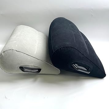 PVC Flocking Inflatable Triangle Pillow Armchair Models Emotional Sex Position Cushion Multifunctional Portable Cushion Lumbar Cushion Legs Erotic Pillow (Grey)