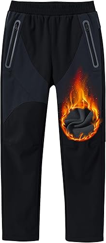 MoFiz Pantalones de esquí de nieve impermeables para niños, pantalones de snowboard de forro polar cálido para niñas, cintura elástica, pantalones