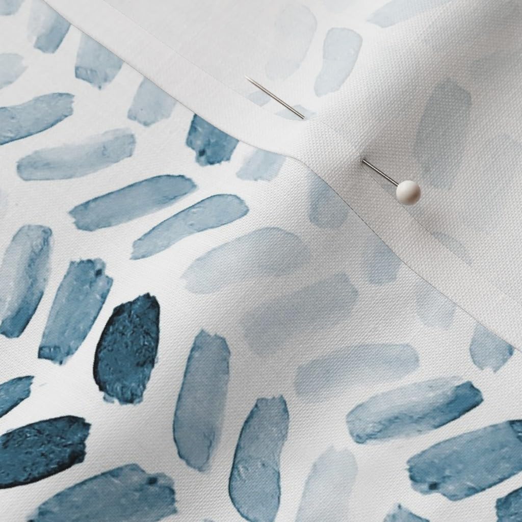 Spoonflower Fabric - Blue Watercolor Herringbone Vertical Pattern Print Painterly Printed on Petal Signature Cotton Fabric by The Yard - Sewing Quilting Apparel Crafts Decor