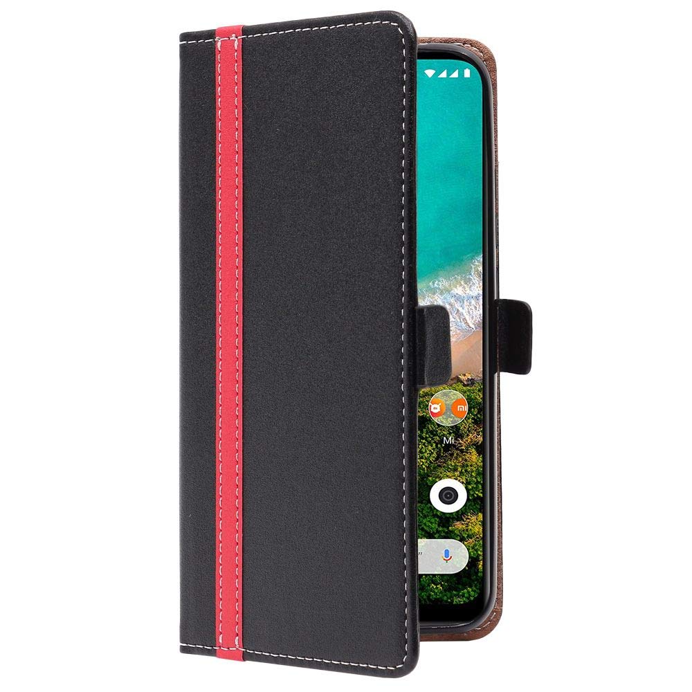 Custodia Portafoglio EbestStar Per Google Pixel 5 – Pelle PU Nera/rossa, Con Vetro Temperato, Slot Per Carte, Supporto, Finestra Foto - 5