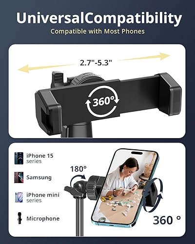 Miniatura 17 de UBeesize Anillo de luz mejorado de 12 pulgadas con trípode de 62 pulgadas y soporte magnético para teléfono, luz LED para selfie para iPhone