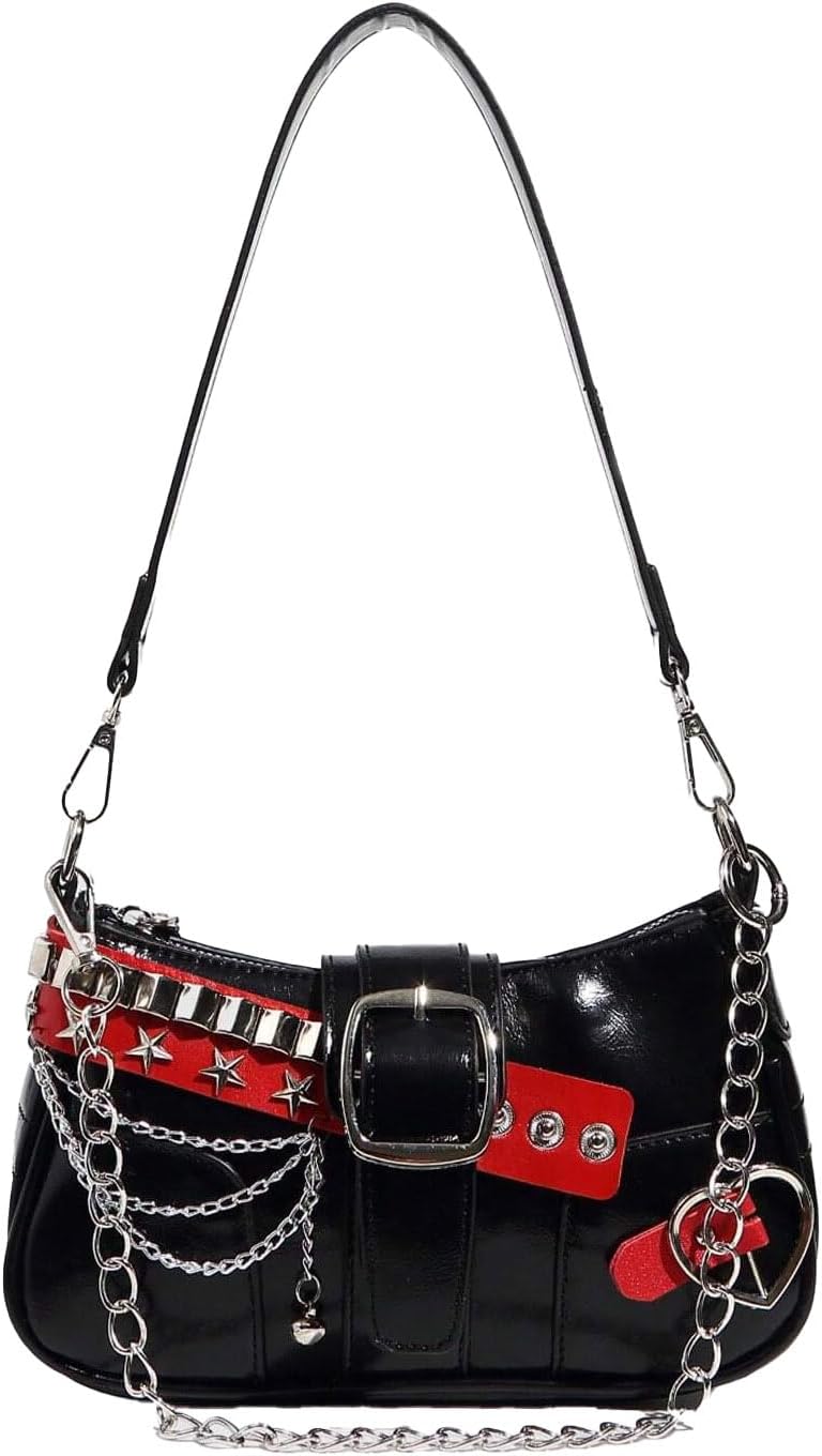 Y2K Purse Coquette Aesthetic Shoulder Bag with Chain Strap, Cute Handbag for Women