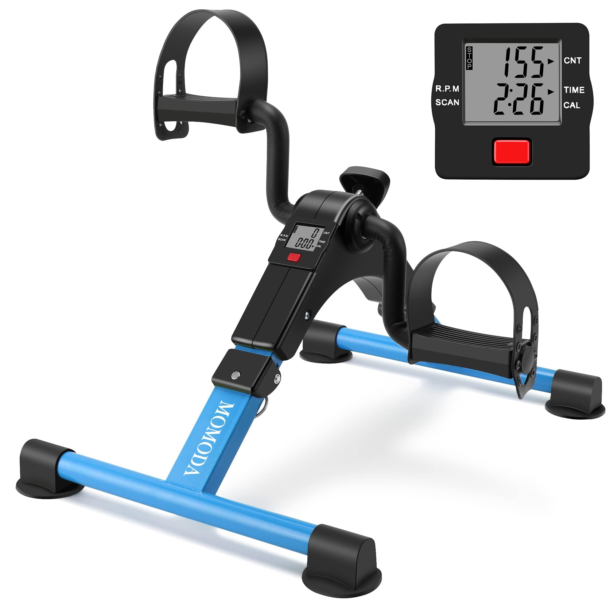 MOMODA Under Desk Bike Pedal Exerciser Mini Bike for Leg/Arm Pedal Exerciser Foldable Peddler with LCD Display for Home/Office