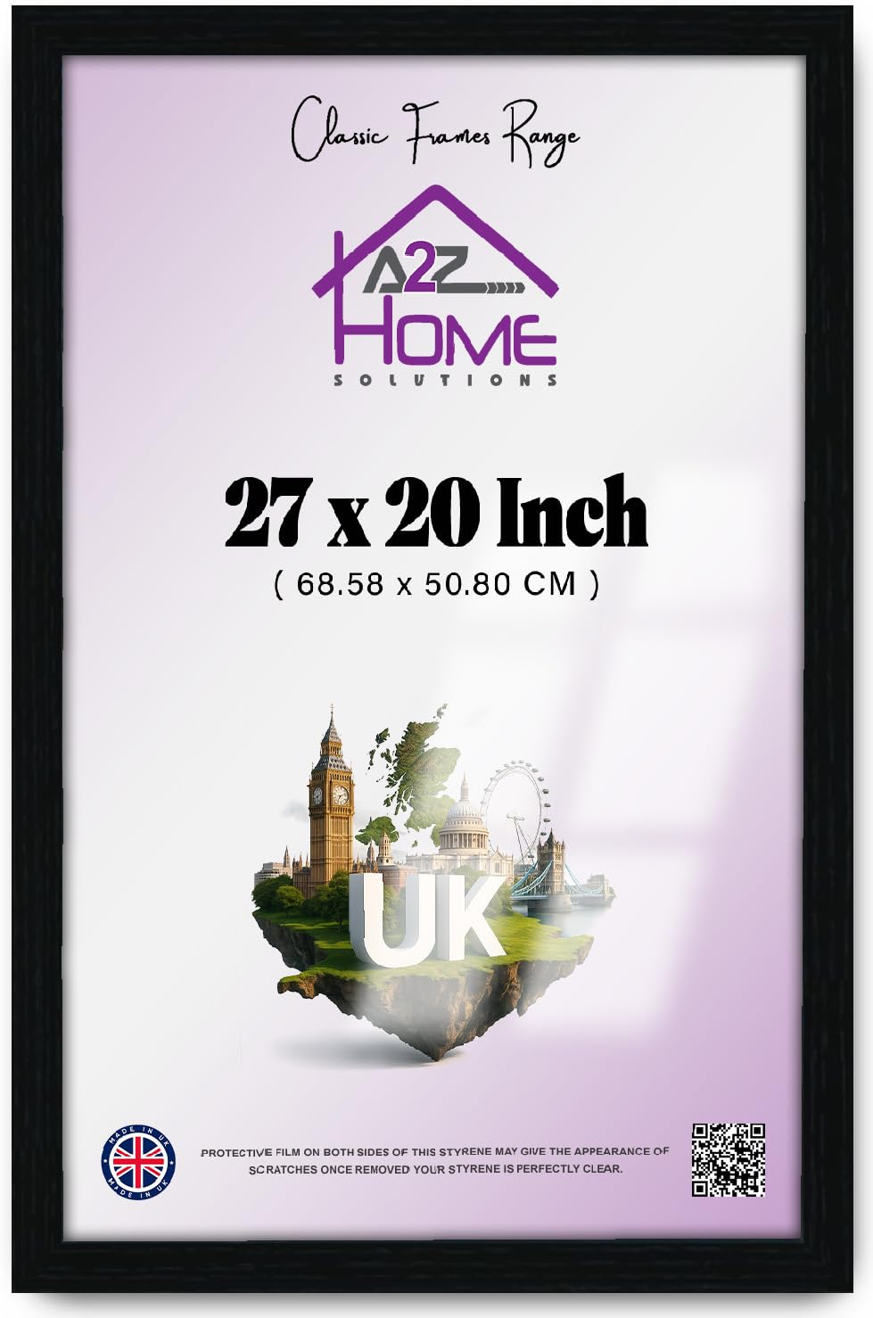 A2Z Home Solutions Stylish Ready-to-Hang MDF Poster Frame 27 x 20 Inch | Clear HD Perspex | Solid Hanging Clip | Shrink Wrapped | Enhance Any Interior Space: Home, Office, Studio & Beyond [Black]