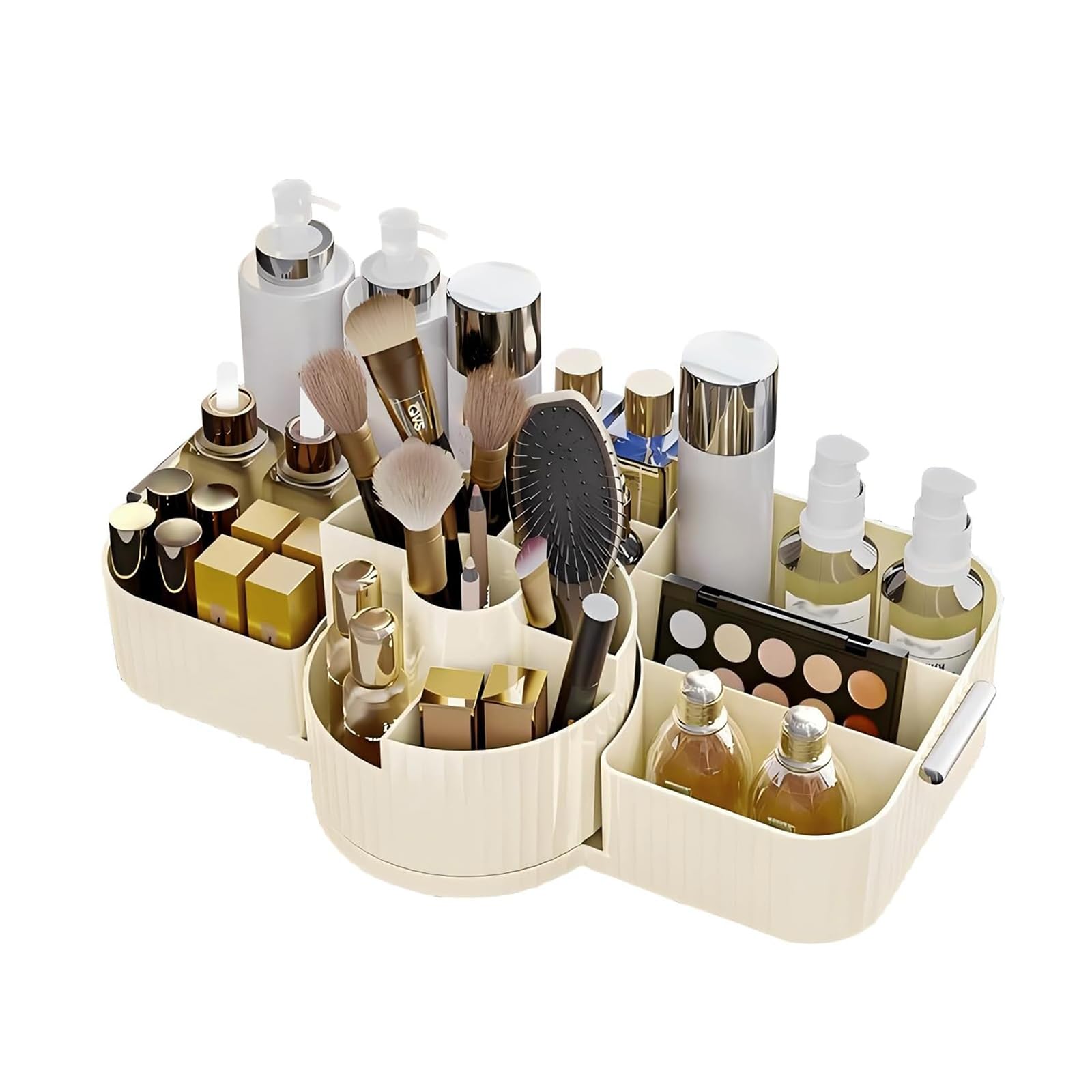 Zambuph Up Organizer Vintage Wooden Makeup Organizer 360 Rotating,Cream White