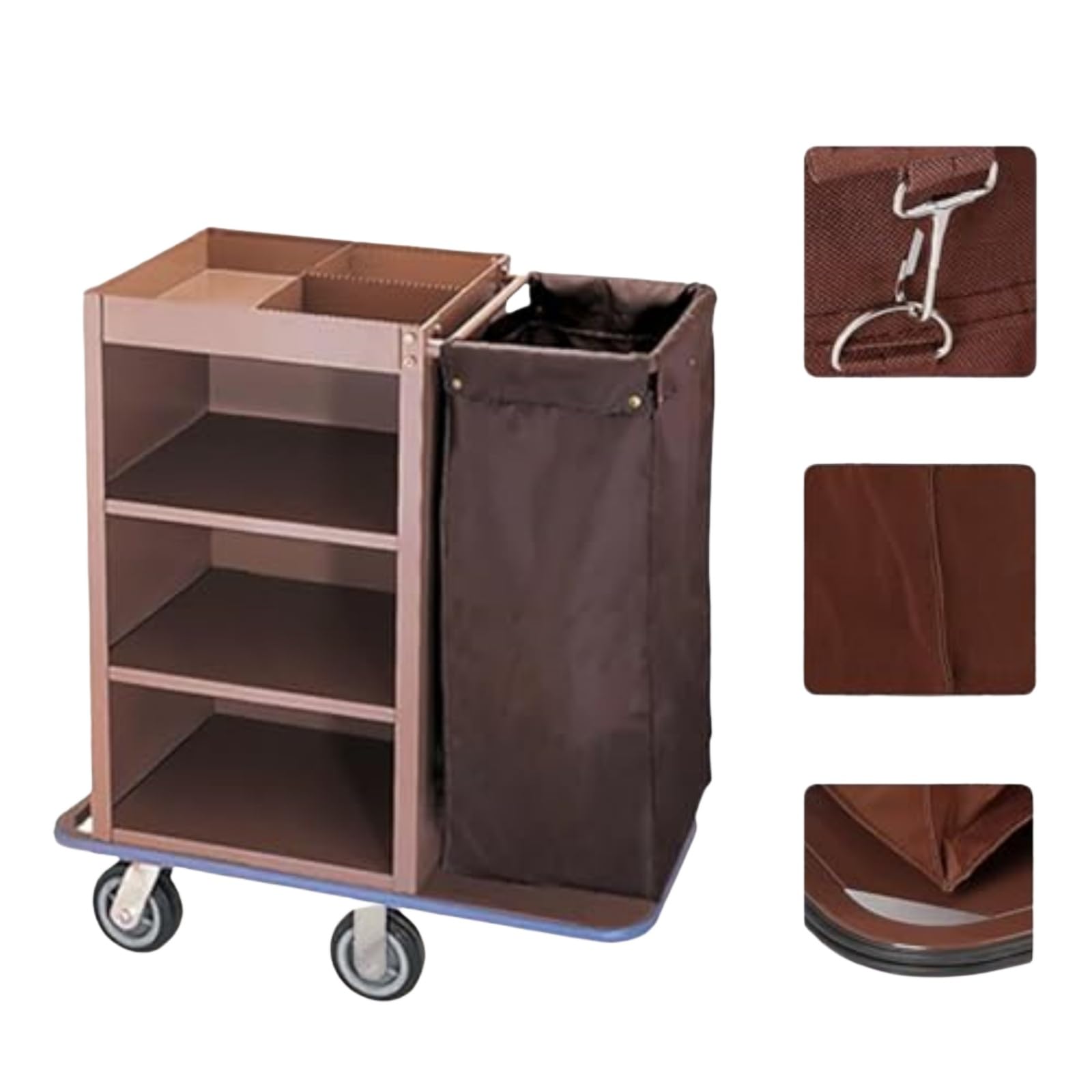 Carrito de limpieza con ruedas, organizador de suministros rodantes para limpieza, custodio y mantenimiento, organizador de limpieza eficiente para hoteles y oficinas