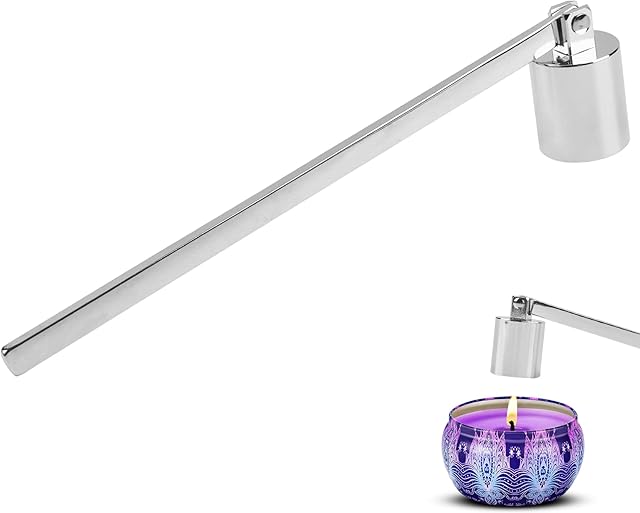 Candle Snuffer, Candle Extinguisher Wick Snuffer Accessory with Long Handle, Stainless Steel Candle Snuffer for Most Candles (Silver)