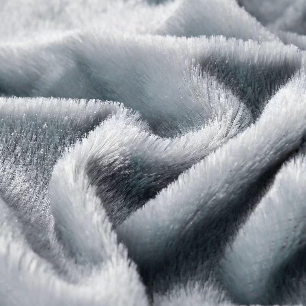 YUSOKI Grey Queen Faux Fur Blanket,2 Layers,Queen90" x 90" Without Pillows Big Soft Plush Fuzzy Large Warm Fluffy Gray Throw Blanket for Bed - Image 5
