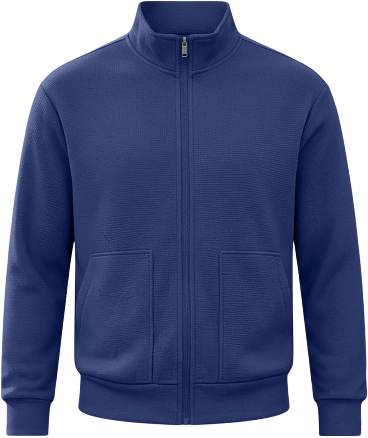 Men's Full Zip Sweaters Casual Cardigan Pullover Tops | Stand Collar Zip Up Sweaters, Dual Front Pockets, Textured Knit Cardigans, Fall Transitional Outerwear Pullover