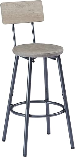 Miniatura 7 de Long Bar Table Set with 3 PU Upholstered Bar Stools, Bar Table and Chairs for Kitchen Breakfast Table, Living Room, Banquet Hall, Rustic Gray and