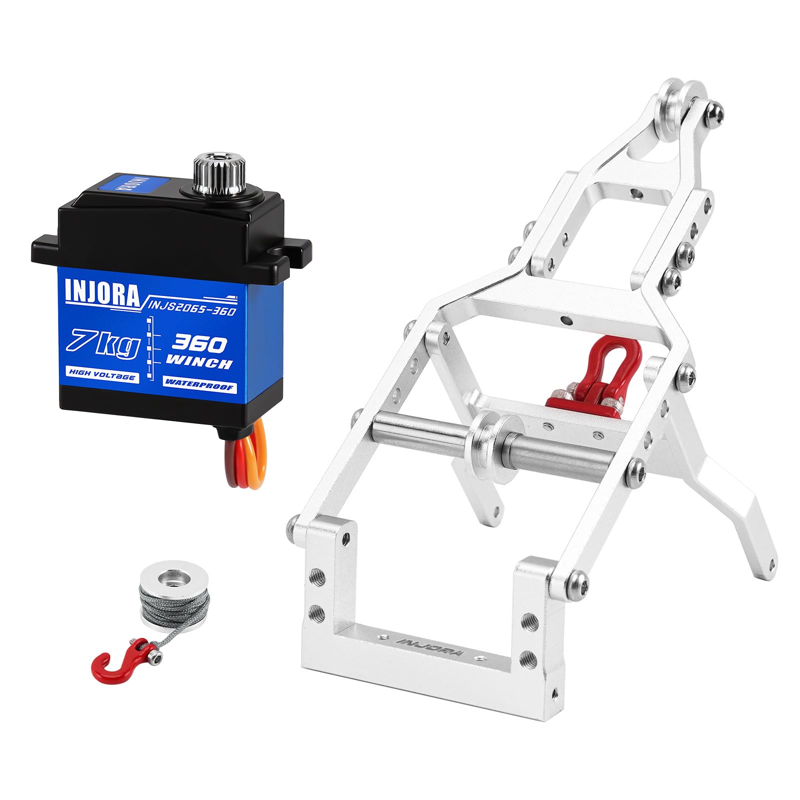 INJORA 7KG INJS2065-360 Servo Wciągarka z zestawem żurawia holowniczego do modernizacji SCX24 Crawler RC 1/24