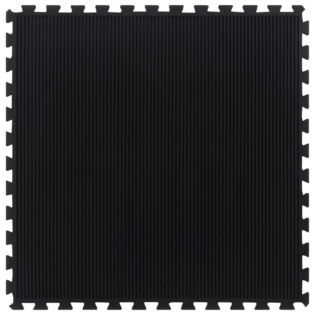 Gummi-Bodenfliese Schwarz 12 mm 100x100 cm, ineinander greifende Gummimatte stoßdämpfend für Fitnessstudio, rutschfeste Unterseite, verschleißfest und geräuschreduzierend, leicht
