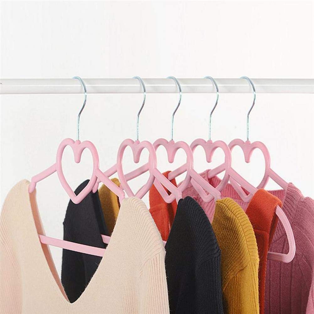 10 perchas duraderas con patrón de corazón para adultos y niños, perchas de ABS rosa, ideales para nización de ropa y soluciones de ahorro de espacio