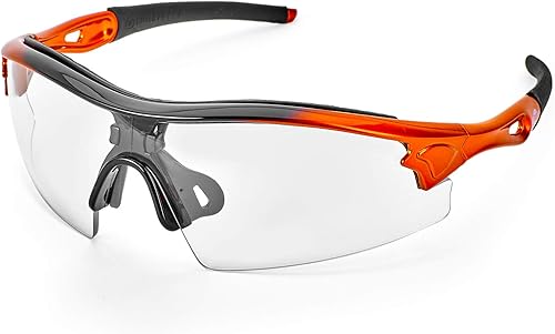 ToolFreak Reevo - Lentes de seguridad, lentes de espejo rojo, protección UV U6 y contra impactos, clasificación de seguridad a ANSI Z87+, funda