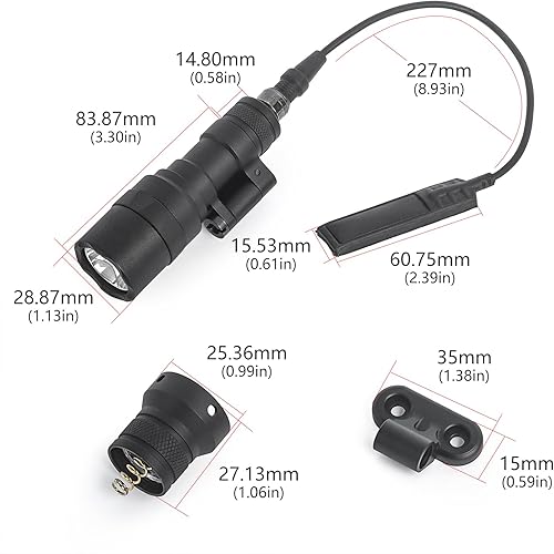 Miniatura 7 de NOBUHIRO Linterna táctica M300C de 300 lúmenes, versión sin logotipo con base giratoria de montaje reemplazable para riel Picatinny y MlokKeymod de
