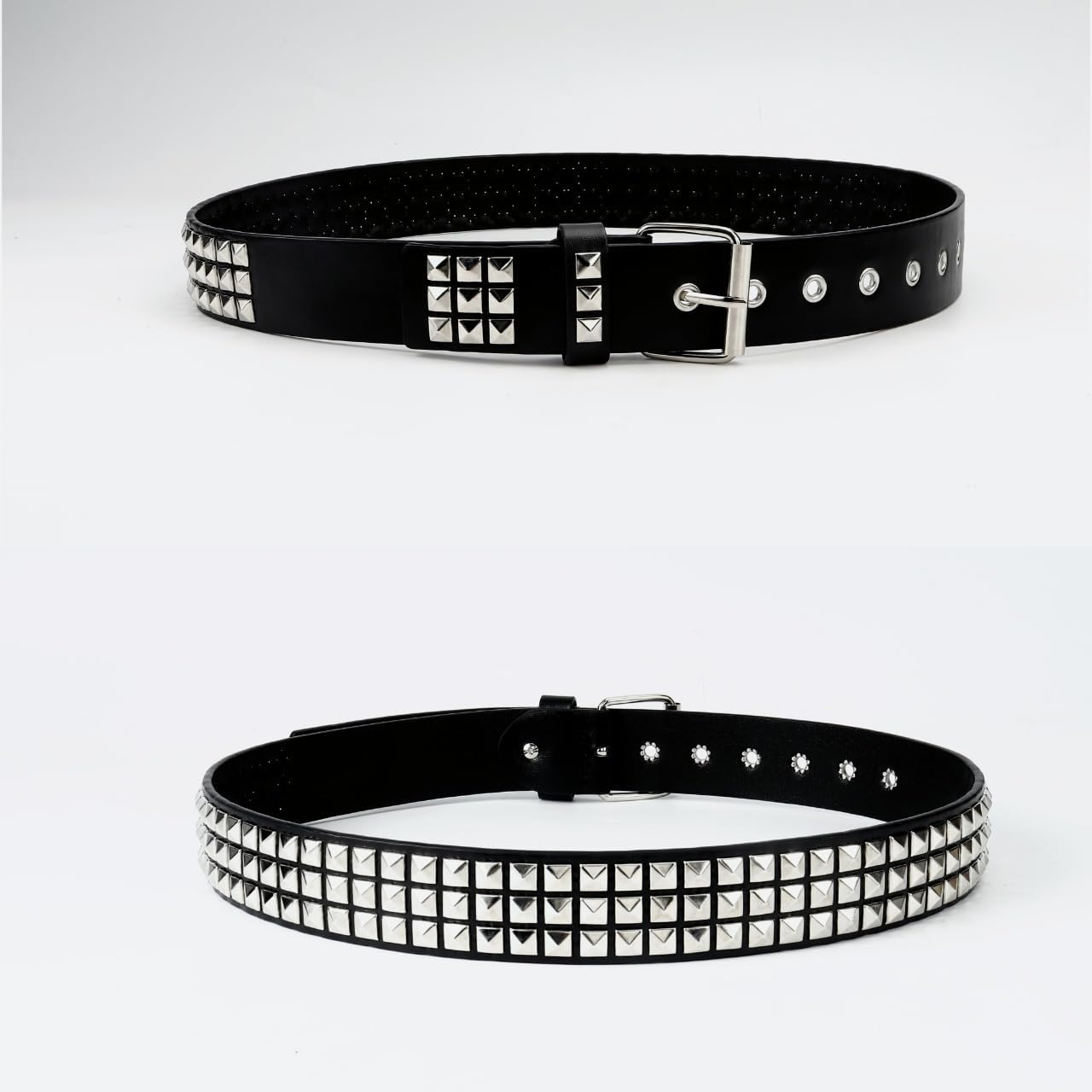 Rock Rivet Belt Gothic Belt with Pyramid Studded Punk Rivet Belts for Men Women Black