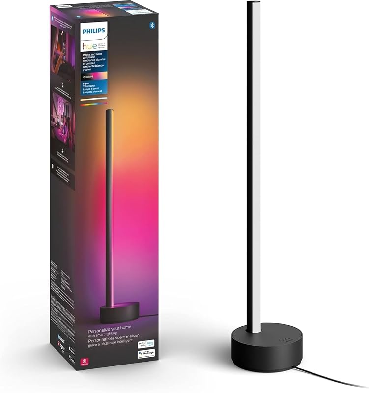 Lámpara de mesa inteligente Signe, paquete de 1, negro | Ambiente blanco y de color, luz que cambia de color, regulable, 1040 lúmenes, funciona con Alexa Google Assistant y HomeKit