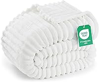 Utopia Bedding Off White Striped Fleece Blanket Queen 90x90 - Fluffy Warm Lightweight Throw for Bed Sofa Chair