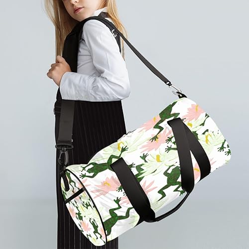 Miniatura 3 de Bolsa de lona de rana rebotadora con correa de hombro desmontable, bolsa deportiva para gimnasio, bolsa deportiva para estudiantes, 17.6 x 9 x 9