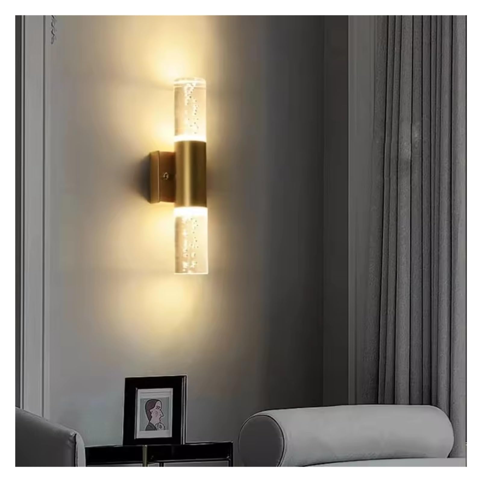 Nowoczesne kryształowe kinkiety LED Bubble Crystal do łazienki, toaletki, salonu, sypialni, srebrne kinkiety, oświetlenie dekoracyjne do wnętrz, połyskujące, złoto-białe świa,Gold-White light