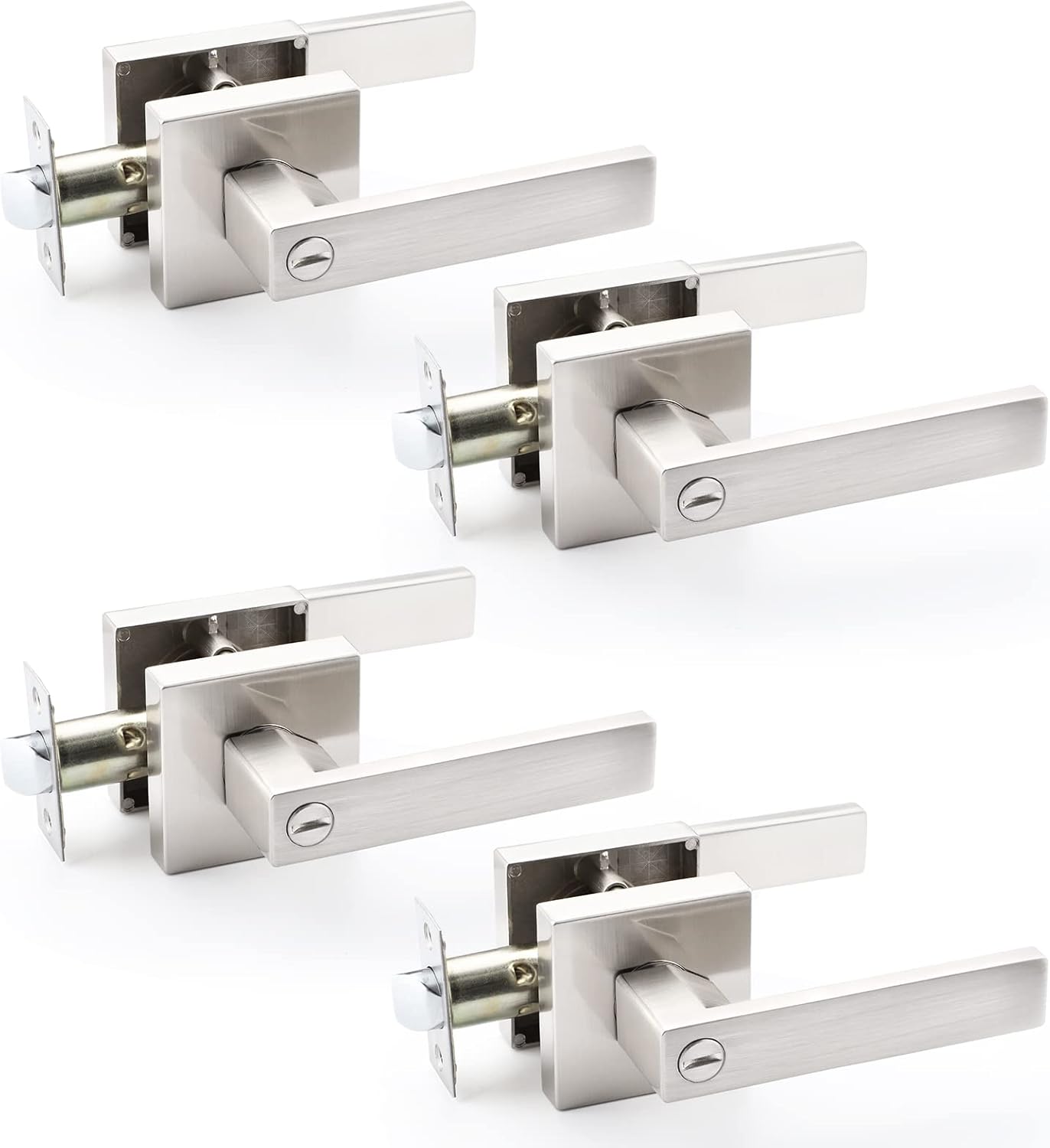 Brushed Nickel Door Lever Privacy Door Lock Doorknobs
