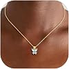Silvora Butterfly Pendant Necklace for Mother,Birthstone Necklaces for Women Dainty Cubic Zirconia Pendant Necklace Birthday Gifts for Women Jewelry
