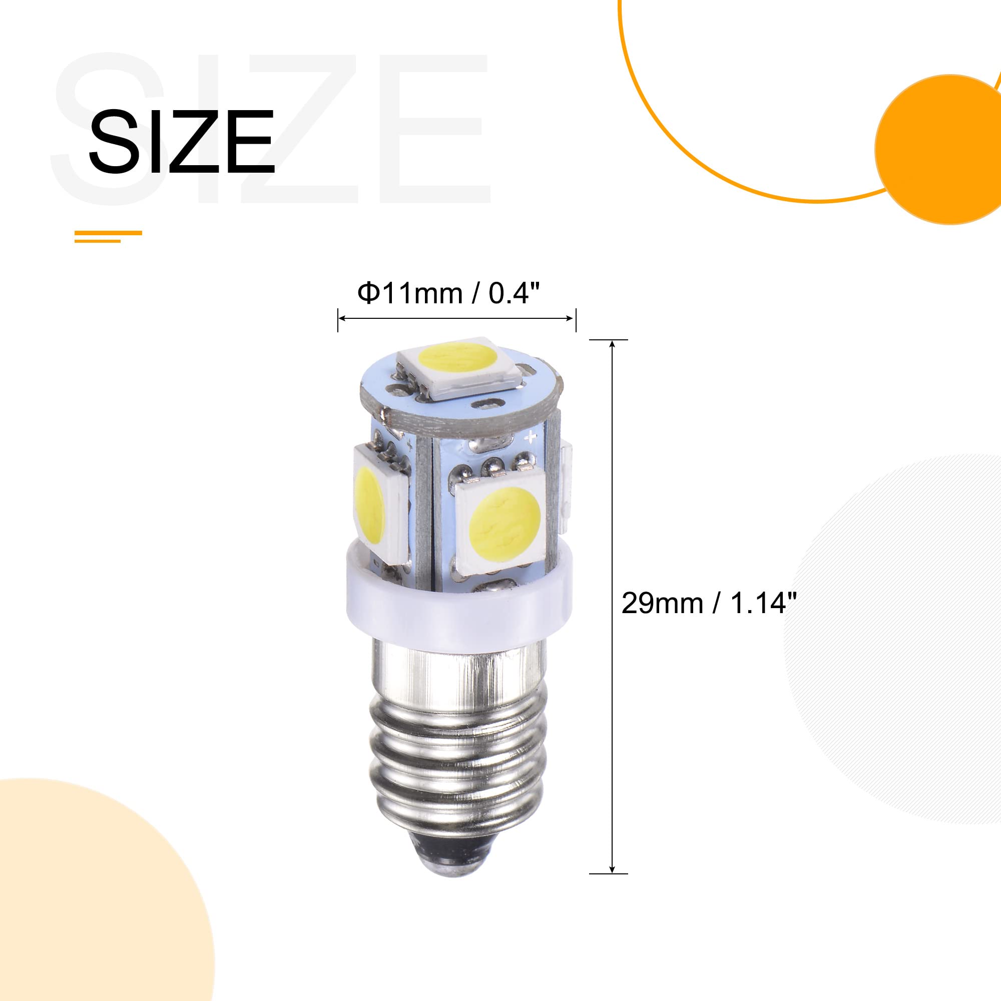 MECCANIXITY E10 Screw Base LED Bulb DC 6V 0.25W Round Top Mini Spot Light With Storage Box, White Pack Of 10, LED Bulbs - Canada