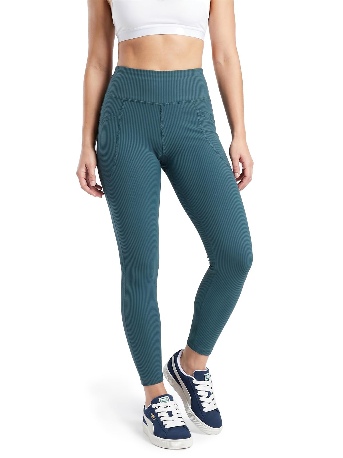 JUNEBERRY® Damen-Sport-Leggings, Elastan, strukturiert, Stretch, leicht, bequem, für Fitnessstudio, XS-XL