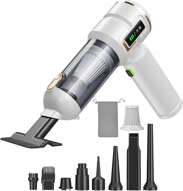Car Vacuum Cleaner Cordless Powerful, 24000PA Handheld Vacuum Portable, Mini Vacuum with 3 Modes, LED Display, One-Click Empty, Rechargeable Duster/Blower/Pump Hand Vacuum for Car, Home,Office