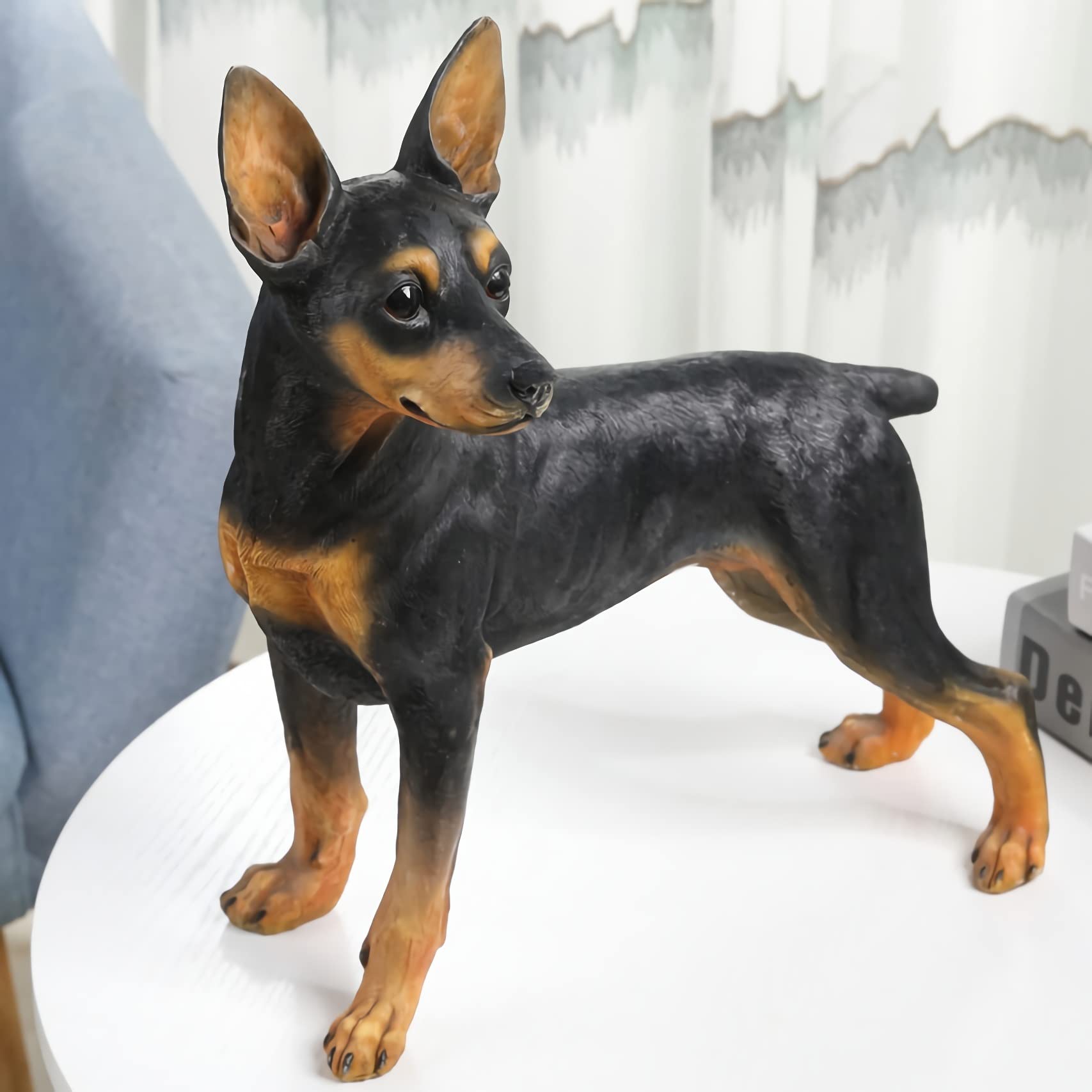 Amazon.co.jp: 茶色と黒のドーベルマン像、樹脂製小型犬の彫刻