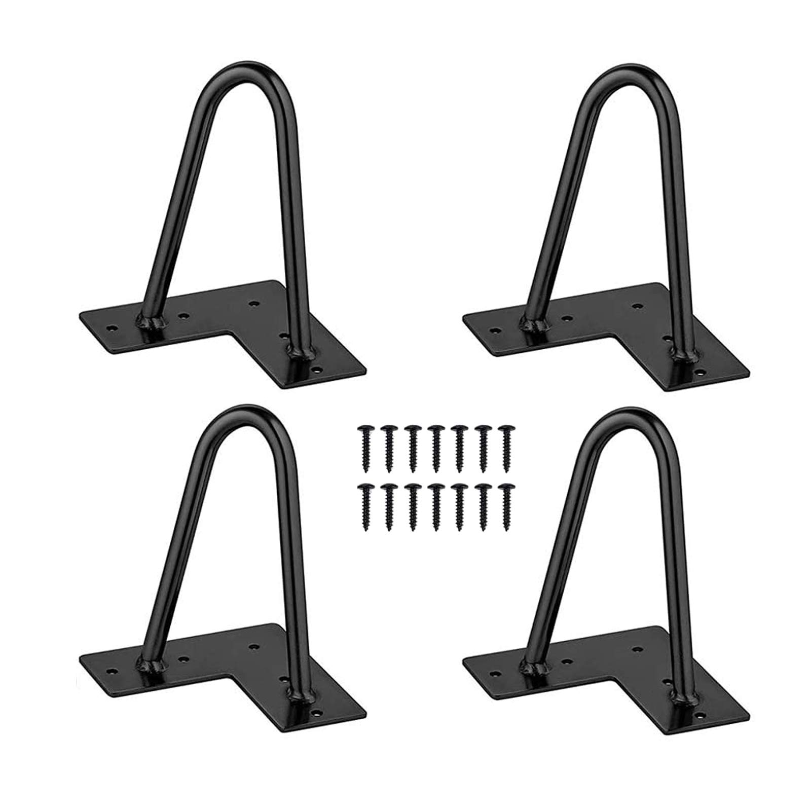 Zestaw 4 metalowych nóg stołowych z kątem ukośnym do stolika kawowego, jadalni, stolika nocnego, pionowe zwężane nogi w czarnym wykończeniu (72 cm)