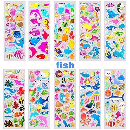 Owill 40 Shees Of 1000 Children's Reward Stickers 3D Stickers Kids Puffy Stickers For Rewarding Gifts Scrapbooking Toddlers 2-4 Years Including Animals Fish Dinosaurs Numbers Fruits Trucks Stars #TOP7