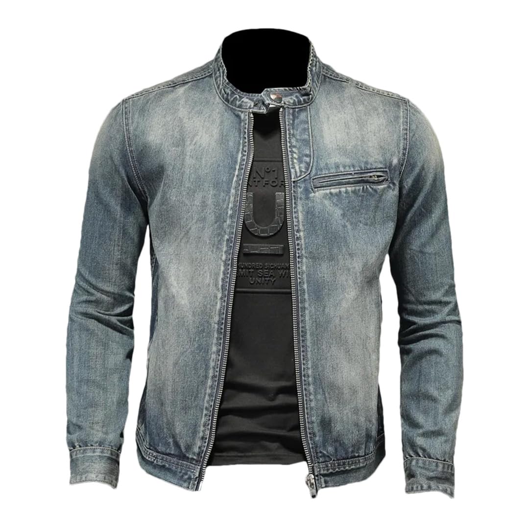 Męskie jednokolorowe kurtki jeansowe motocyklowe slim fit bawełniane płaszcze kowbojskie odzież wierzchnia kurtki dżinsowe