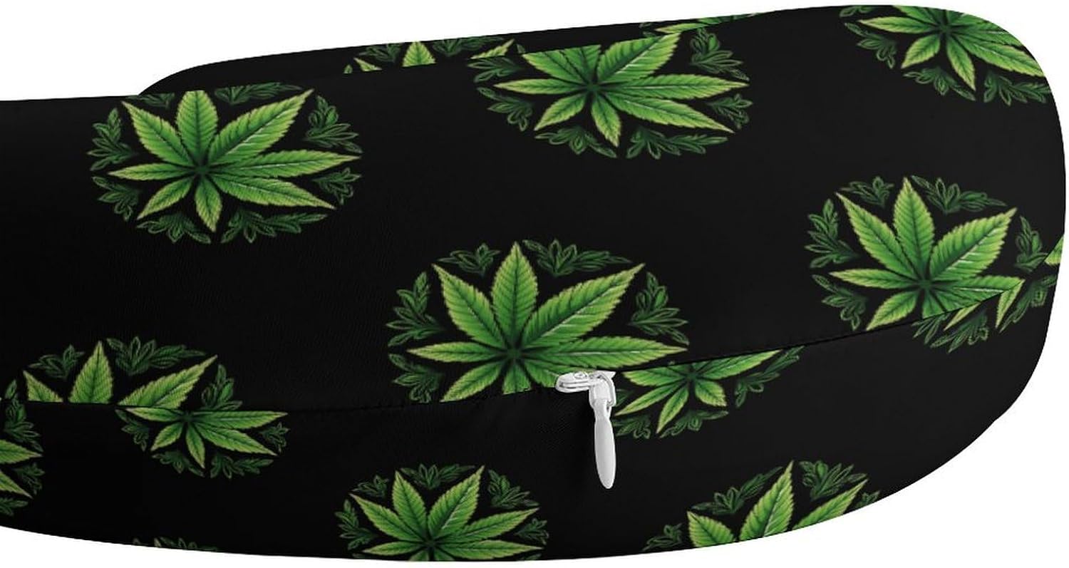 Weed Leaf U Shaped Neck Pillow Portable Travel Airplane Headrest Pillow Lightweight Support Pillow Cushion