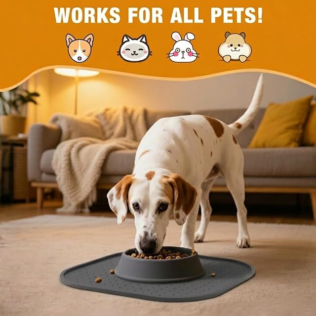 Foto 6 de 7 de LDYOEN 2 Piezas Alfombras para Comederos Perros y Gatos, Alfombrilla para Comedero Impermeable