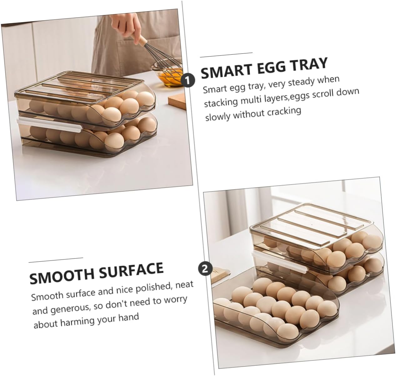 Egg Storage Container 2-Layer Refrigerator Egg Holder for Kitchen for Refrigerator